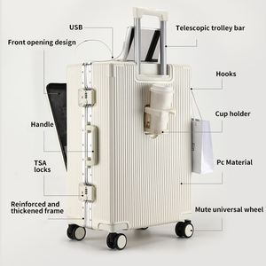 מזוודת עסקית יוניסקס עם מזוודה קדמית מסגרת אלומיניום עם תא פתיחה מסגרת אלומיניום ומטען עלייה למטוס - Product Image 4