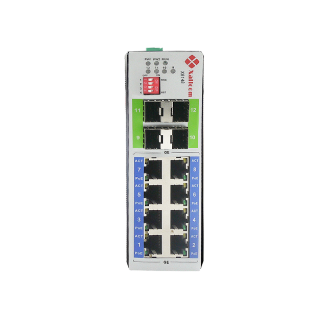 Unmanaged Enterprise Gigabit 8 Copper Ports 4 SFP Ports DIN-rail Mounted Industrial Network Switch with 24 Gbps Capacity