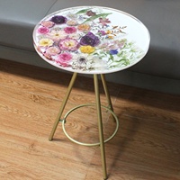 2025 nouveau produit résine Table basse meubles de maison vraie fleur extérieure Table de jardin usine