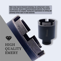 Kit de forets diamantés 10-50mm pour béton/granit/marbre/carrelage, utilisation humide/sèche, longueur totale 68mm, finition lisse