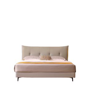 Premium Solid Wood Large Bed Genuine Leather Water Cloud Blue King Bed Pine Wood Soft Bed - Product Image 2