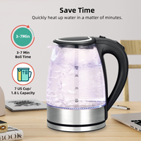 Bouilloire Électrique en Verre avec Lumière LED, Chauffe-Eau Instantané, Carafe Électrique à Prix Abordable, Bouilloires en Verre