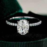Bague de fiançailles et d'éternité en argent sterling 925 de luxe avec moissanite taille ovale et halo, 3 carats, pour femme, magnifique bijou
