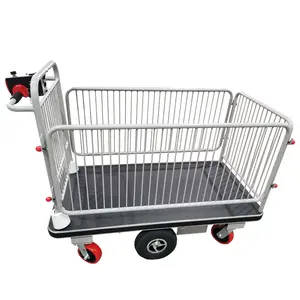 HG-105B elektrischer Trolley Cart Center Drive Elektrischer Fracht wagen Angetriebener Handwagen Mit Regal Batterie betriebenem Plattform wagen