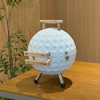Barbecue au charbon de bois créatif en forme de balle de golf avec couvercle et grille de cuisson pour les fêtes en plein air