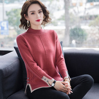 Sweater Wanita Model Crew Neck Lengan Panjang Custom Fit dengan Belahan Samping untuk Grosir