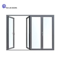 Portes pliantes modernes en verre trempé double vitrage, en alliage d'aluminium, étanches, extérieures, couleur personnalisée, coulissantes, garantie 3 ans