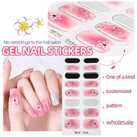 Vente chaude ongles fournitures Salon Gel ongles bandes fleur Gel presse sur les ongles colle gratuite requise lampe UV durcir