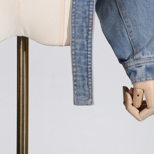 Date printemps automne hiver Unique décontracté Streetwear moto ceinture croisée évider Denim Jeans femmes culture manteaux - Product Image 6