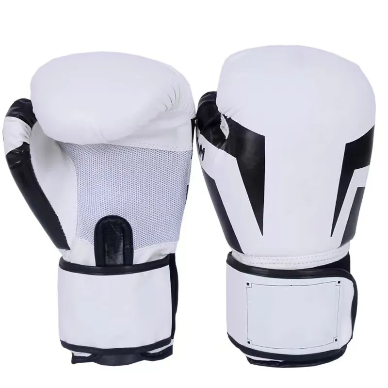 Schlussverkauf PU-Leder kundenspezifische Farbe 4oz 6oz 8oz hochwertige weiße Trainings-Boxhandschuhe für Wettkämpfe