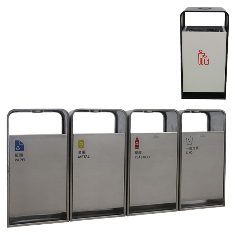 Оптовая продажа, под заказ, металлическое мусорное ведро, прямоугольное мусорное ведро для сада, гальванизированное металлическое уличное мусорное ведро, производитель