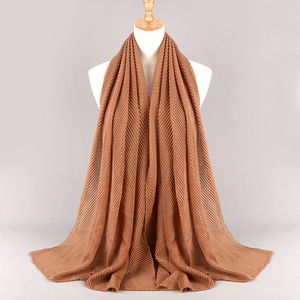 Nouvelle Écharpe Longue Légère et Respirante en Polyester et Coton Froissé, Élégante, pour Femmes Musulmanes, Toutes Saisons - Product Image 3