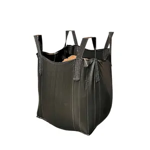 Falda superior de tamaño personalizado negro Caño inferior Cross Corner Loop Jumbo bag FIBC bolsa a granel bolsas de toneladas