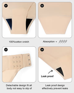 Ropa Interior Menstrual Desmontable con Gancho y Ojal Ajustable, 4 Capas, a Prueba de Fugas, Sin Costuras, de Algodón, para Mujer - Product Image 3