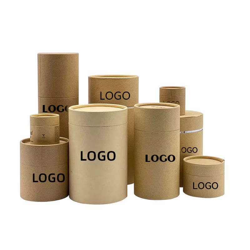 Custom Kraft Cardboard Candle Tea Lip Balm Cosmetic Oil Containers Cylinder Packaging Paper Tube