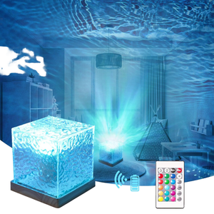 16-Color Rotating 3D Water Ripple LED Night Lamp - Cube Crystal Luminous <b>Light</b>, Warm Home Decor Lamp for Bedroom Office Gift - Product Image 1