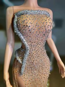 AD2426新しいトレンディなストラップレスダイヤモンドラインストーンクリスタルページェントガウンドレスエレガントなイブニングクリスタルクリスマス - Product Image 3