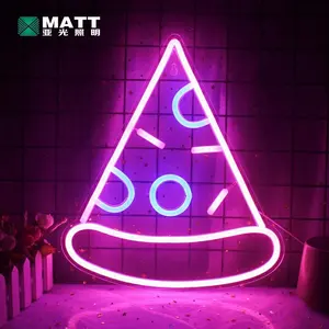 Матовая Фабрика Прямая поставка онлайн Покупка оптовая неоновая световая вывеска в форме пиццы режущие Пользовательские логотипы и вывески
