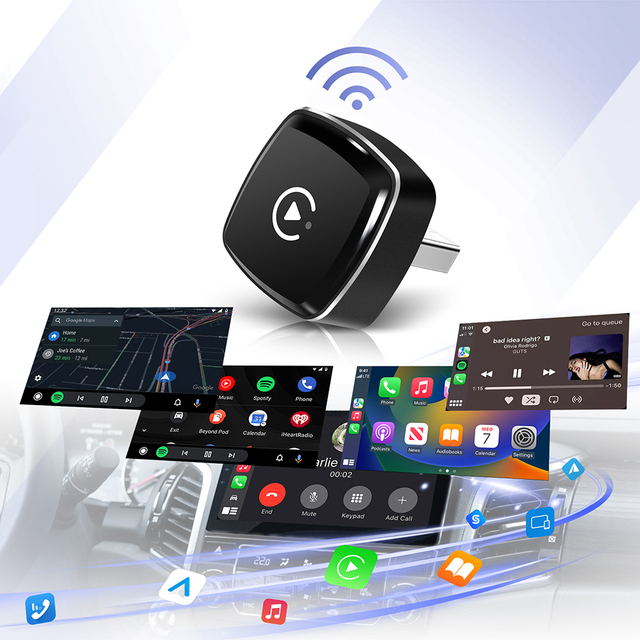 Rhythm 2-in-1 Auto Wireless Carplay Adapter BT Receiver for Cars-Apple & Android Compatible