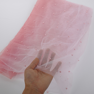 Màu hồng nhẹ nhàng ngọc trai Bead trang trí lưới vải đóng gói Ribbon quần áo có sẵn - Product Image 2