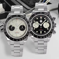 Montre automatique mécanique pour homme en acier inoxydable 316L, chronographe vintage 10 ATM avec saphir et logo personnalisé, vente en gros