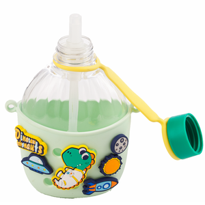 PINKAH CrocsDIY <span class=keywords><strong>Dinosaure</strong></span> Astronaute Bouteille d'eau réutilisable en plastique Tritan sans BPA, étanche, avec paille et sangle, 650 ml, pour l'extérieur - Product Image 2