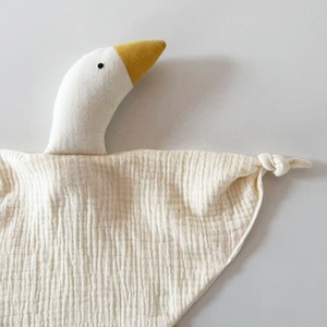 Doudou en mousseline 100% coton biologique doux style Ins, couverture de sécurité en peluche en forme d'oie/cygne pour nouveau-nés - Product Image 3