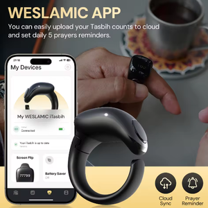 AilesTecca - Rosario Electrónico Inteligente para iOS, Contador Inteligente con Pantalla OLED, Función de Brújula, IP67, Plástico, Anillo Zikr Tasbeeh - Product Image 4