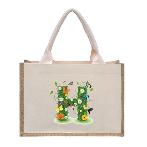 Factory Wholesale <b>Canvas</b> Wilden Handle Tote <b>Bags</b> Eco-Friendly Custom Printed Logo Gunny Burlap Jute Tote For Shopping - Product Image 4