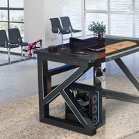Bureau moderne double en fibre de carbone pour les sports électroniques Fonction LED comprenant un ensemble de chaises pour les jeux Bureau Chambre à coucher Métal durable