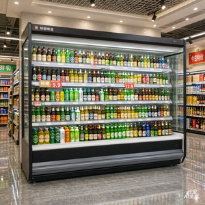 Réfrigérateur de présentation pour produits laitiers noir 2m, à température unique, avec rideau d'<span class=keywords><strong>air</strong></span> frontal ouvert, refroidisseur de lait, contrôle numérique de la température et éclairage LED pour - Product Image 2