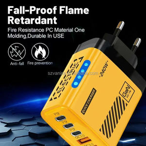 Chargeur <span class=keywords><strong>rapide</strong></span> pour téléphone portable 240W, <span class=keywords><strong>charge</strong></span> <span class=keywords><strong>rapide</strong></span> USB-<span class=keywords><strong>C</strong></span> PD 240W, 5 ports USB <span class=keywords><strong>Type</strong></span> <span class=keywords><strong>C</strong></span>, chargeur GaN QC3.0, adaptateur de voyage avec lumière LED - Product Image 2