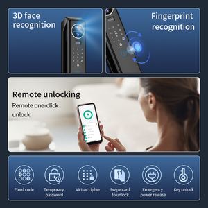 Serrure de porte intelligente <span class=keywords><strong>WiFi</strong></span> Tuya pour usage domestique, fonction de reconnaissance faciale et d'interphone, options de déverrouillage par <span class=keywords><strong>code</strong></span>/carte/empreinte digitale - Product Image 4