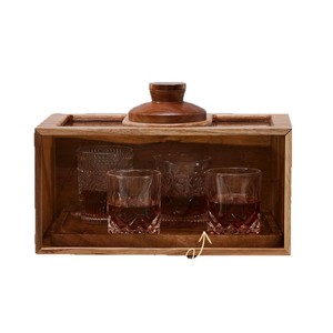 Juego de ahumador de cócteles de madera con vasos, herramientas de bar reutilizables para ahumar whisky. - Product Image 1