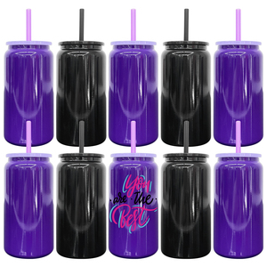 Entrepôt américain Halloween Noir Violet Sublimation Gobelet à double paroi isolé sous vide en acier inoxydable 16oz pour canette de bière - Product Image 1