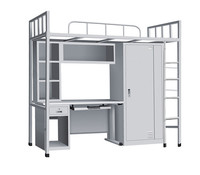 Nouveau design dortoir d'étudiant lit d'appartement en métal avec bureau table d'ordinateur et armoire à vêtements lit avec toboggan