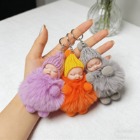 Promotion : Jouet peluche bébé, poupée douce et mignonne, porte-clés pour bébé, porte-clés en fourrure synthétique, pompon moelleux
