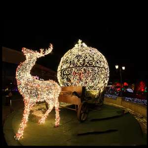 Grand cerf renne géant LED imperméable pour extérieur avec traîneau pour décoration de Noël - Product Image 3