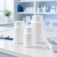 Flacon cylindrique en PP de 20ml, 30ml, 40ml, 50ml, 100ml, 150ml, 200ml avec bouchon à vis, vide, pour stockage de médicaments, surface pour marquage à chaud