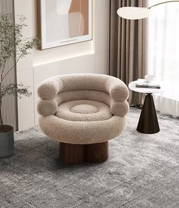 Fauteuil <span class=keywords><strong>de</strong></span> loisirs individuel nordique en tissu laine d'agneau rouge, design moderne pour appartement, chambre, <span class=keywords><strong>salle</strong></span> à manger, <span class=keywords><strong>salle</strong></span> <span class=keywords><strong>de</strong></span> <span class=keywords><strong>sport</strong></span> et extérieur - Product Image 2