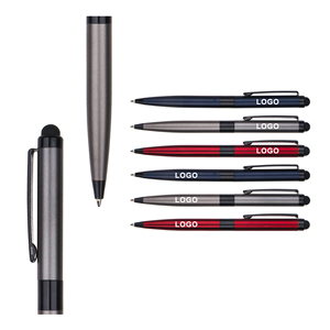 Stylo bille métallique le plus vendu avec pointe tactile noire mate pour écran tactile, personnalisable avec logo - Product Image 1