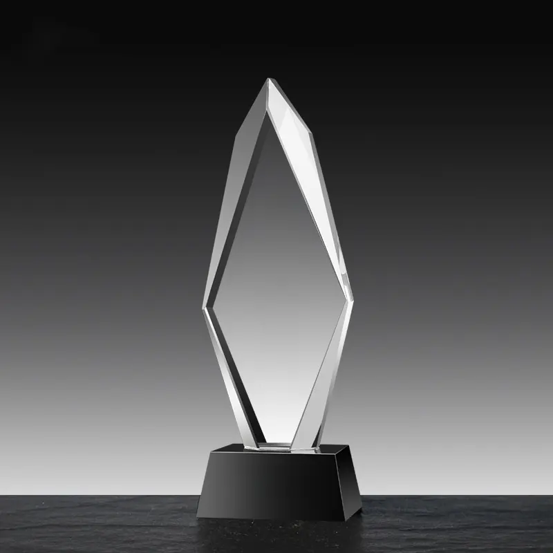 Troféu de cristal de vidro em branco personalizado de alta qualidade para competição Troféu de cristal gravável