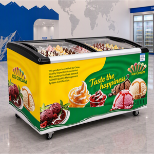 Best-seller Bon marché Verre personnalisé Glace à température unique Popsicle Gelato Présentoir pour crème glacée Réfrigérateur Vitrine Congélateur - Product Image 2