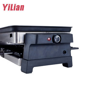 Brasileño casa <span class=keywords><strong>asador</strong></span> vertical eléctrica barbacoa kebab raclette parrilla con la mitad de la piedra de la mitad no sartén antiadherente - Product Image 6