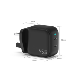 Caricatore da Muro Rapido 45W con Logo OEM Certificato CE FCC per Fotocamera <span class=keywords><strong>iPhone</strong></span>/MacBook 2 Porte Type C Spina Indiana - Product Image 1