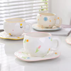 Juego <span class=keywords><strong>de</strong></span> Tazas <span class=keywords><strong>de</strong></span> Cerámica Modernas Hechas a Mano, 300 ml, Diseño Zen Asiático Pintado a Mano, Aptas para Lavavajillas, Decoración para el Hogar, Regalo para Fiestas - Product Image 2