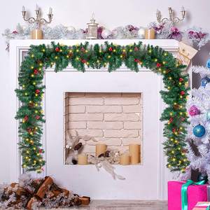 人工金属ベリーガーランド高級電池式LEDクリスマスフローラルガーランド、パインコーン、装飾用ベリー - Product Image 6