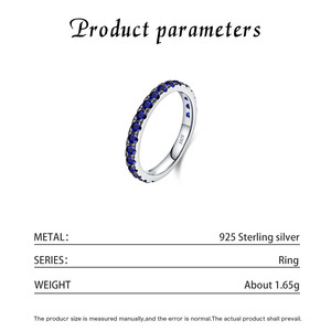 S925 <b>Silver</b> Blue Cubic Zirconia <b>Eternity</b> Dainty Blue Cubic Zirconia <b>Silver</b> <b>Ring</b> Niche Luxury Everyday Jewelry - Product Image 5