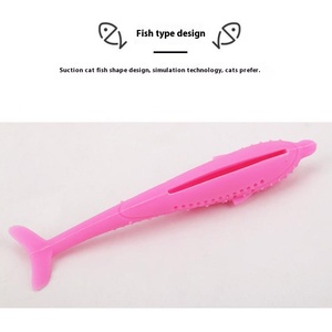 Juguete de limpieza de dientes Self-Hi para gatos Felpa Silicona Dolphin Molar Pet Chew Toys Fun Bite Play con pescado con sabor a menta - Product Image 4