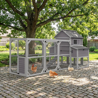 Grand poulailler en bois avec enclos, abri extérieur résistant aux intempéries avec nichoir, pour volailles de jardin, poulets et canards